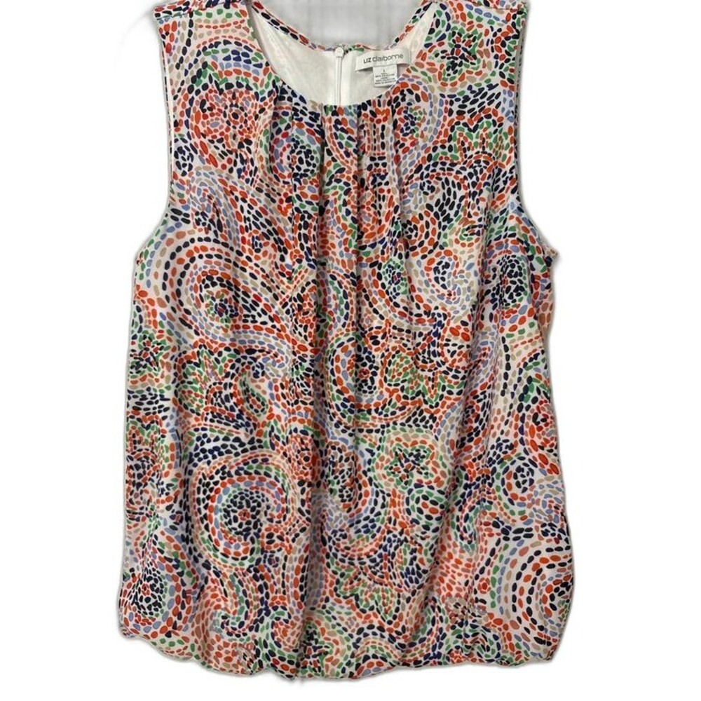 Liz Claiborne Multicolor Mosaic Dot Sleeveless Blouse L